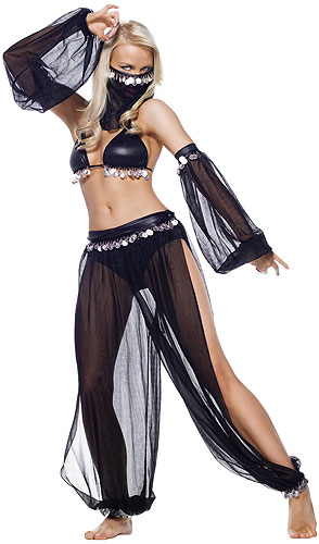 Women's Sexy Black and Gold Belly Dancer