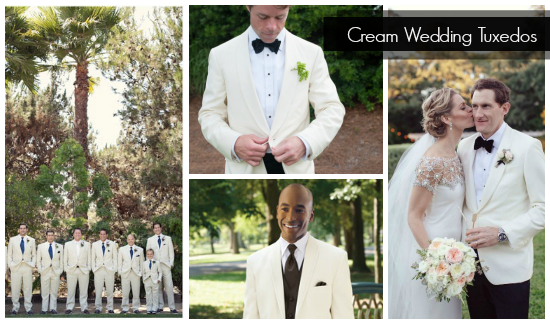 Cream Colored Grooms Tuxedos