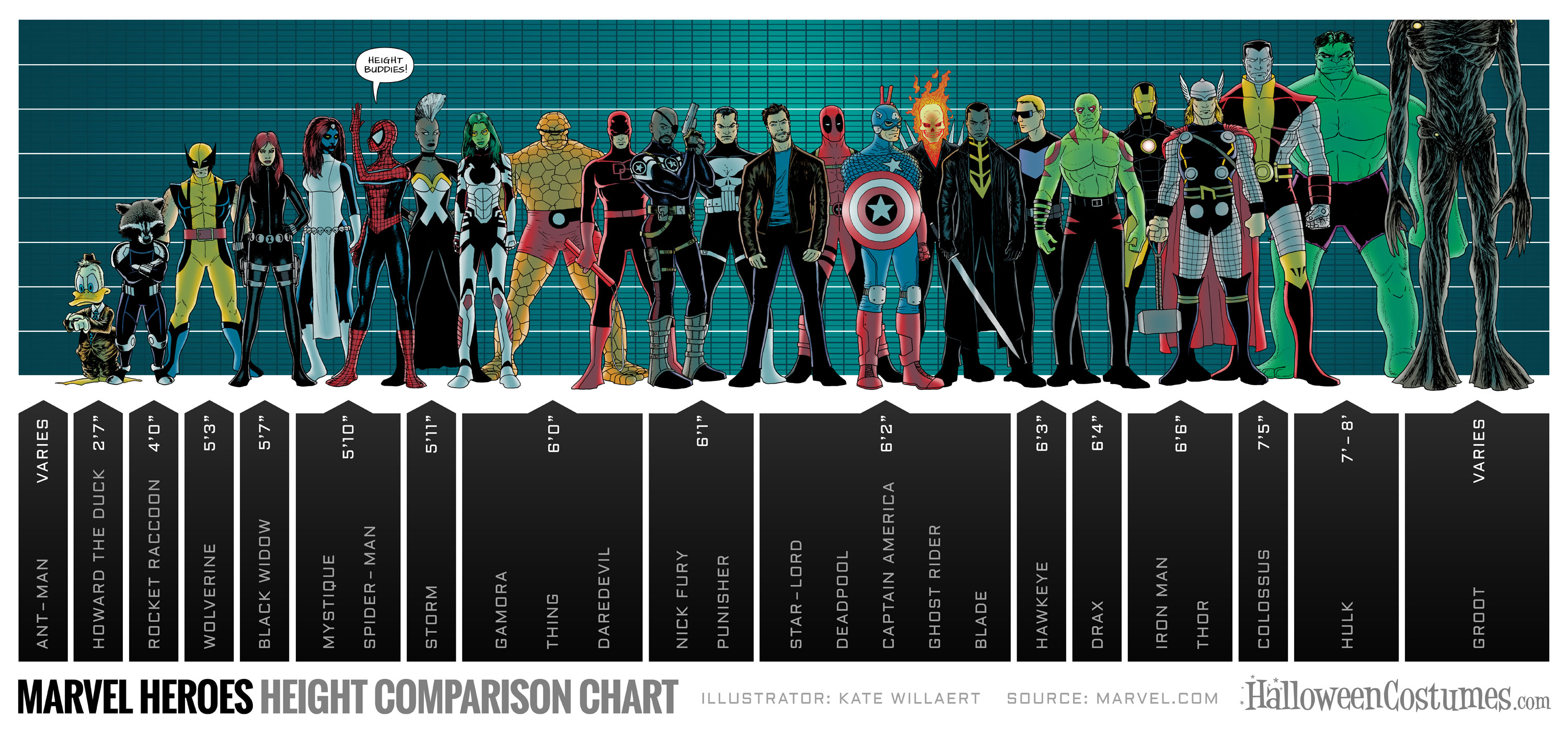 The Marvel Superhero Height Chart