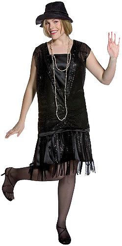 Plus Size Gatsby Flapper Costume Black