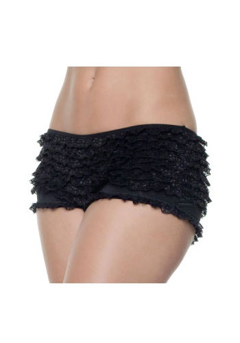 Plus Size Black Ruffle Boy Shorts -image