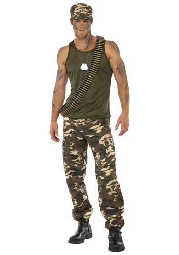 Male Khaki Camo Costume -image