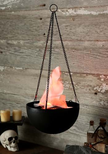 Hanging Flame Light Witch Cauldron Decoration