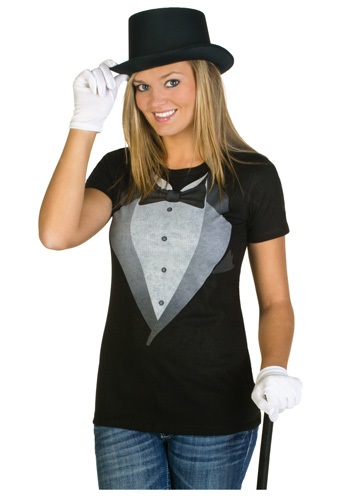 Womens Tuxedo Costume T-Shirt -image