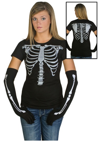 Womens Skeleton Costume T-Shirt -image