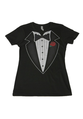 Womens Rose Tuxedo Costume T-Shirt -image