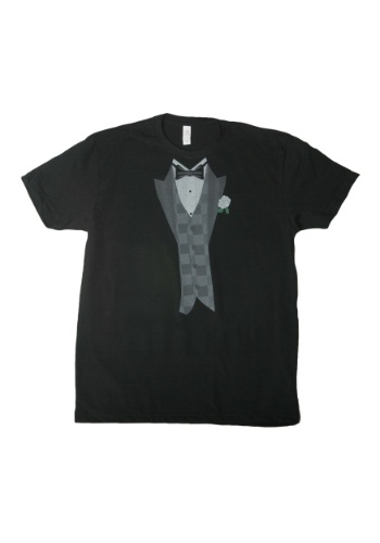White Flower Black Tuxedo Costume T-Shirt -image