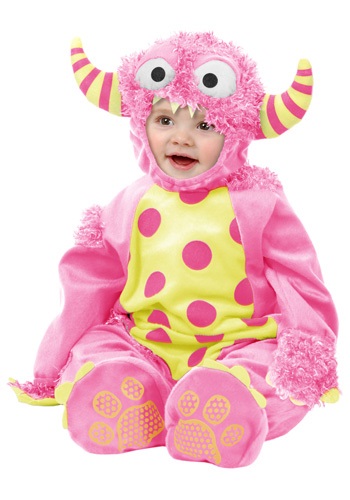 Infant Pink Mini Monster Costume Baby Furry Monster Jumpsuits