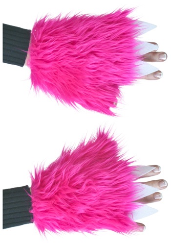 Adult Hot Pink Furry Hand Covers By: Fun Costumes for the 2022 Costume season.