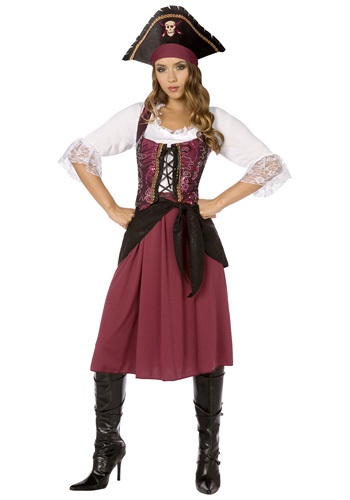 Plus Burgundy Pirate Wench Costume