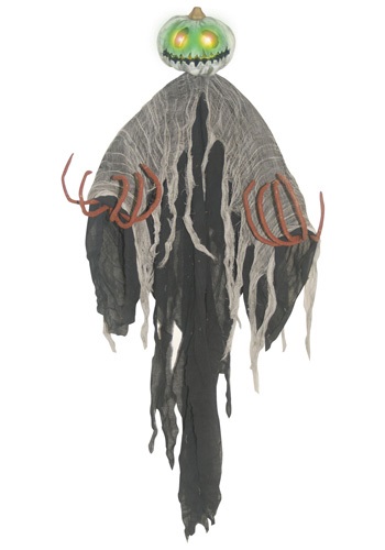 Hanging Light Up White Face Pumpkin Man -image