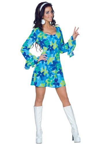 70s Wild Flower Dress Costume By: Underwraps for the 2022 Costume season.