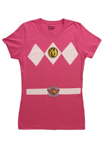 Womens Pink Power Ranger Costume T-Shirt By: Mighty Fine for the 2022 Costume season.