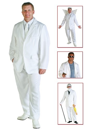 Plus Size White Suit Costume -image