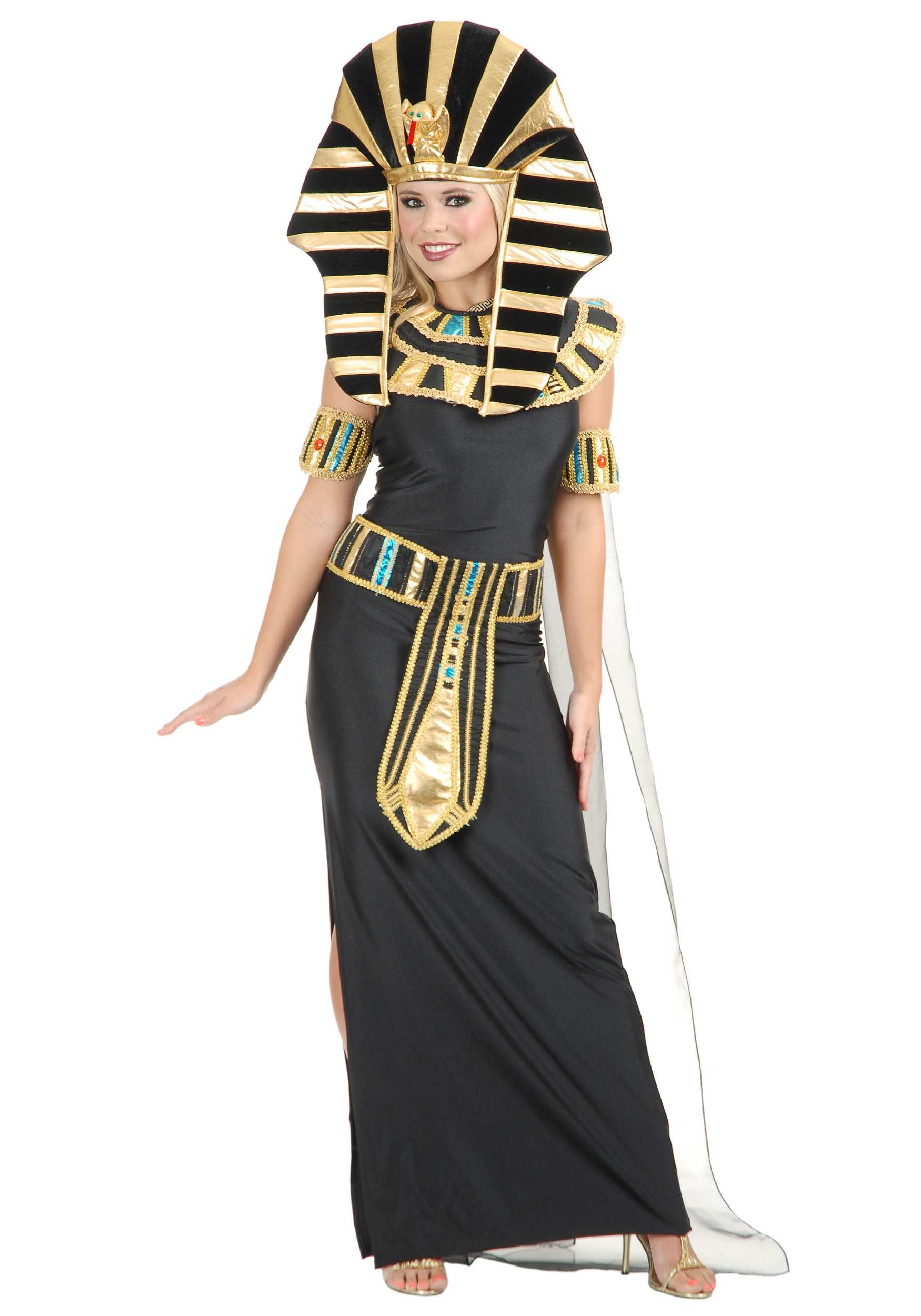 Nefertiti Egyptian Queen Cleopatra Sphinx Costume Halloween Fancy Dress 