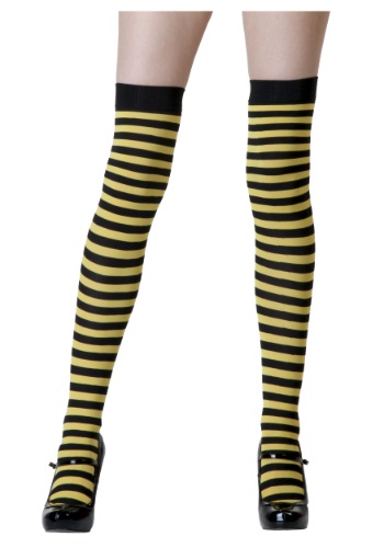 Black / Yellow Striped Stockings -image