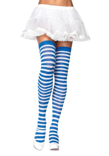 Blue / White Striped Stockings By: Leg Avenue for the 2022 Costume season.