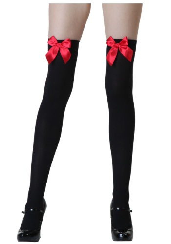 unknown Black Stockings with Red Bows