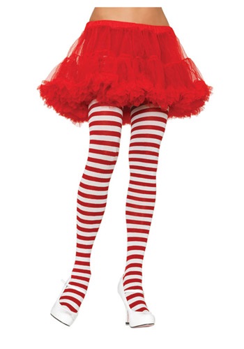 Plus Size White / Red Striped Tights -image