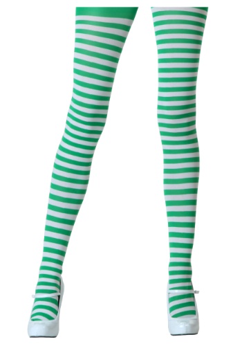 White / Kelly Green Tights -image