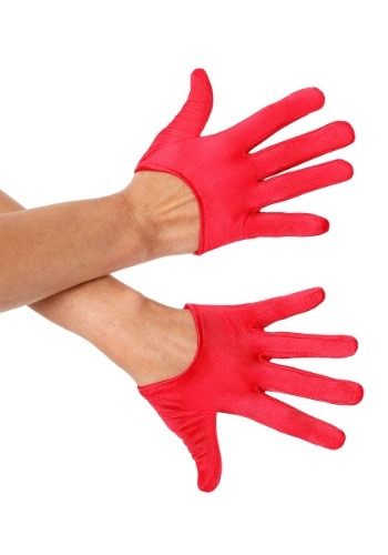 Red Mini Cropped Satin Gloves -image
