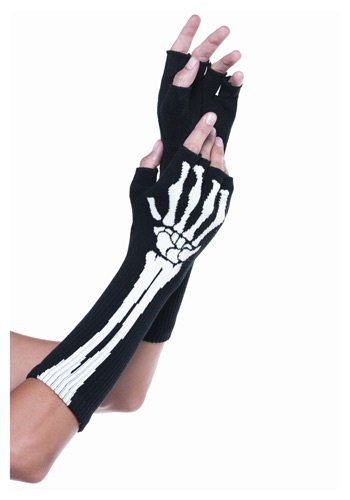 Skeleton Fingerless Gloves -image