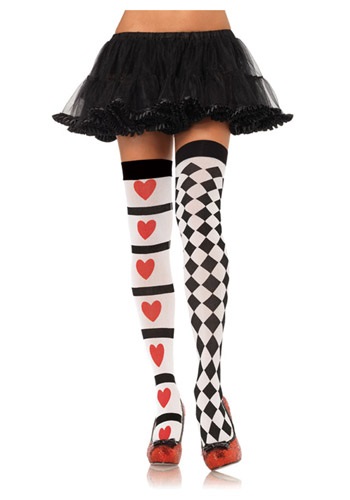 Harlequin and Heart Thigh Highs By: Leg Avenue for the 2022 Costume season.