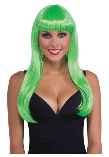 unknown Long Neon Green Wig