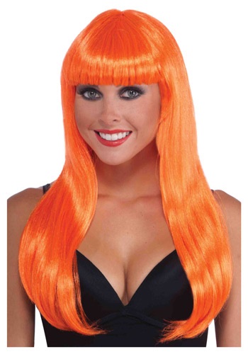 unknown Neon Orange Long Wig