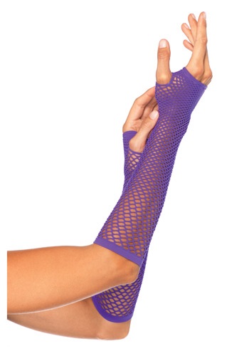 Purple Fishnet Gloves