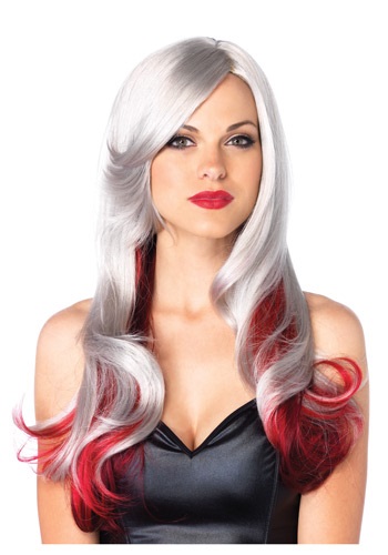 Red and Gray Two Toned Wig -image