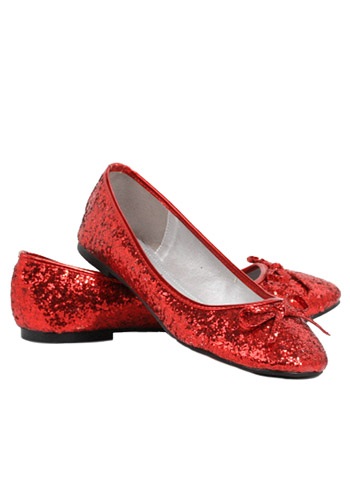 Women's Red Glitter Flats -image