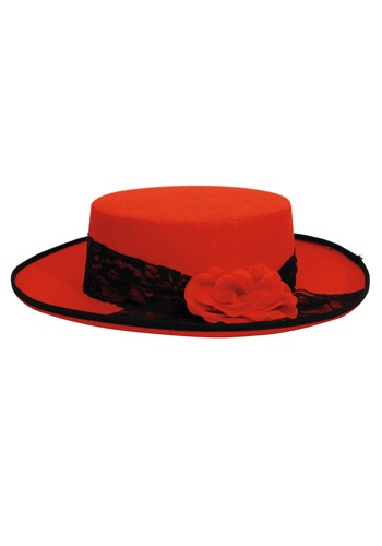 Womens Red Day of the Dead Hat By: H.M. Smallwares for the 2022 Costume season.