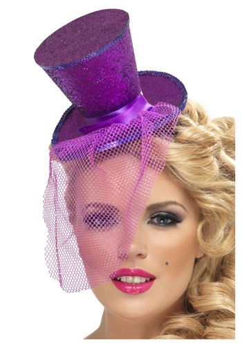 Fever Purple Glitter Mini Top Hat -image