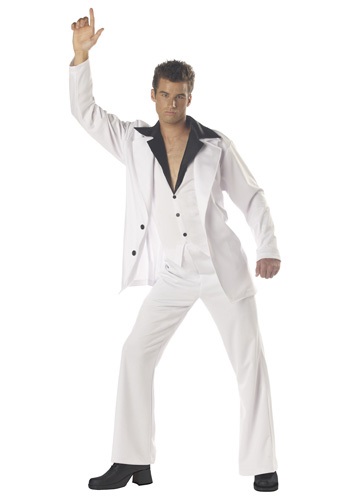 Men's White Disco Suit Costume -image