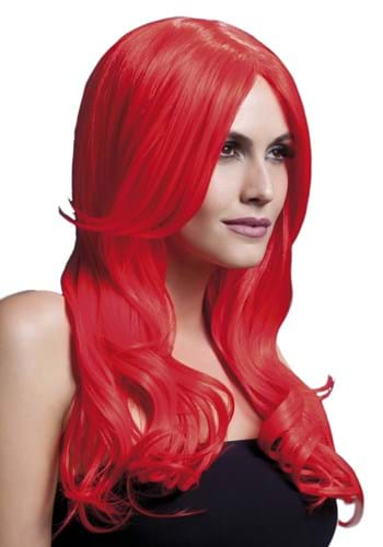 Styleable Fever Khloe Neon Red Wig By: Smiffys for the 2015 Costume season.