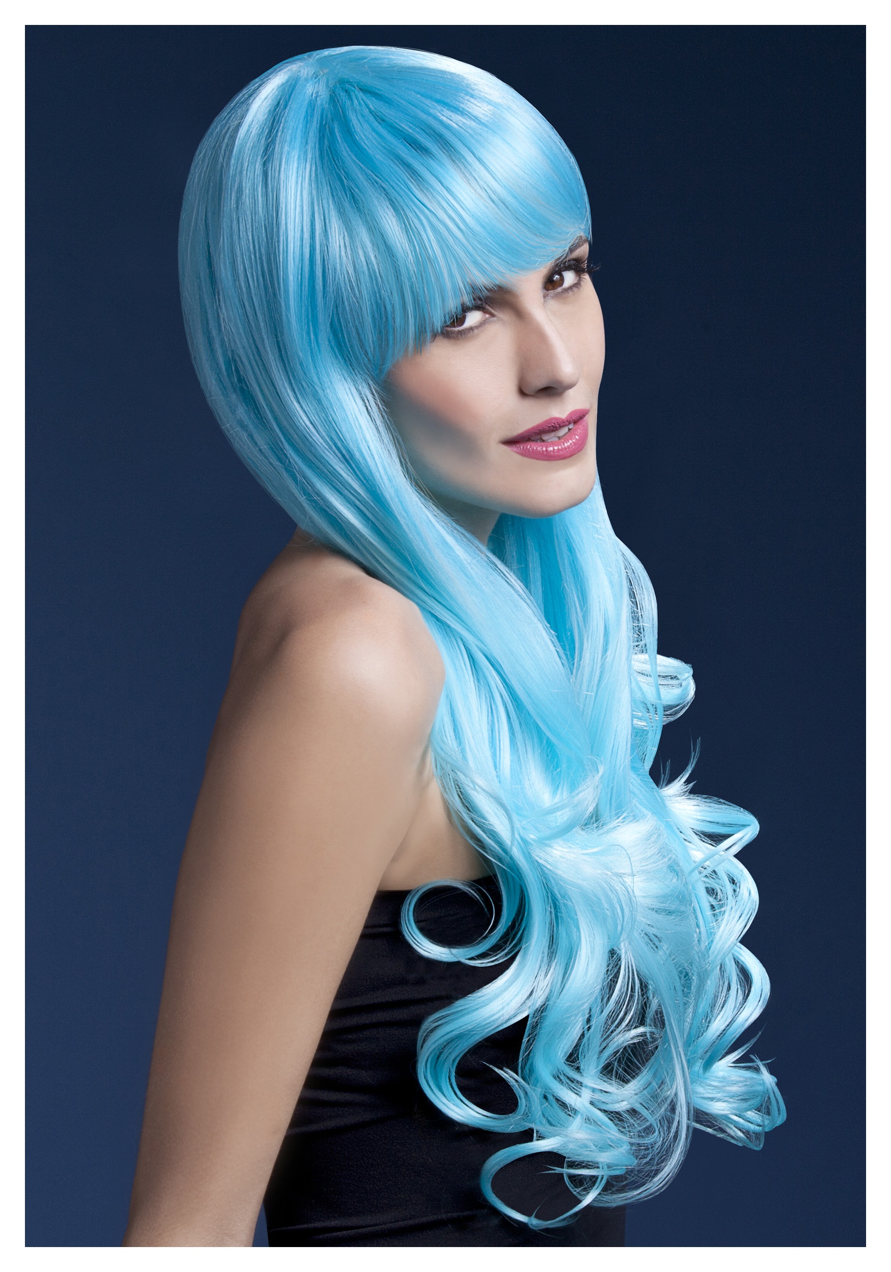 teal blue wig