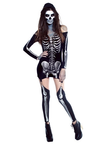 Womens X Rayed Skeleton Dress Costume