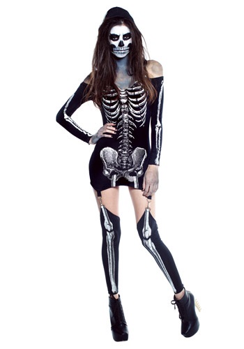 Womens X-Rayed Skeleton Dress Costume -image