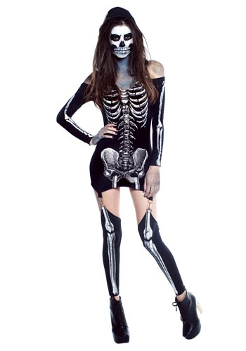 Womens X-Rayed Skeleton Dress Costume