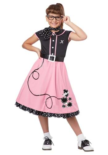 Girls Pink 50s Sweetheart Costume -image