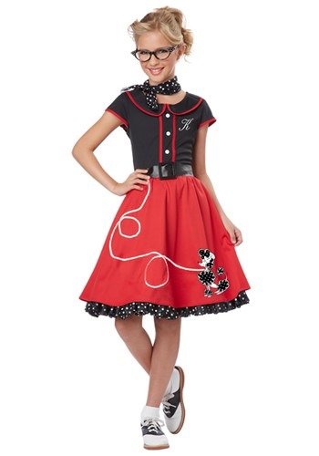 Girls Red 50s Sweetheart Costume -image
