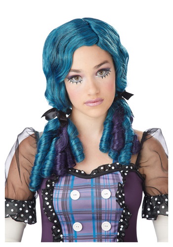 Blue / Purple Doll Curls Wig By: California Costume Collection for the 2022 Costume season.