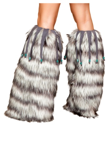 unknown Fur Leg Warmers with Beads