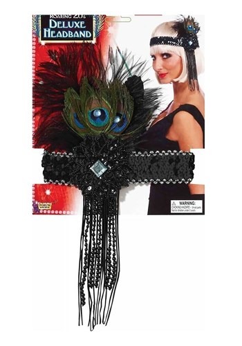 Deluxe Peacock Flapper Headband -image