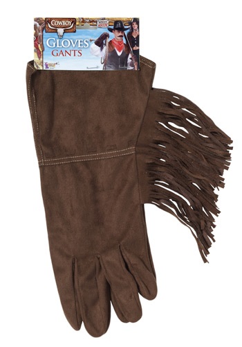 Brown Fringe Cowboy Gloves -image