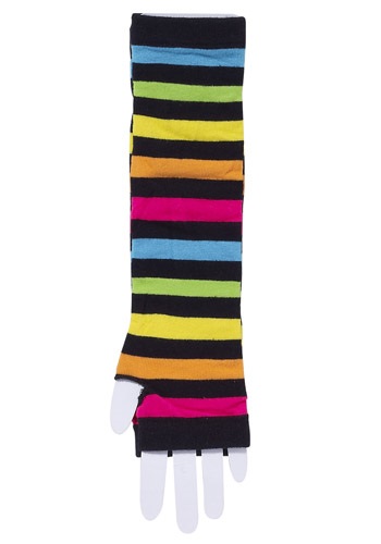 80's Rainbow Striped Gloves -image
