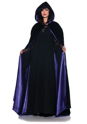 Deluxe Velvet and Purple Satin Long Cape -image
