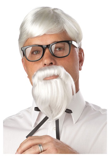 White Colonel Wig and Moustache -image