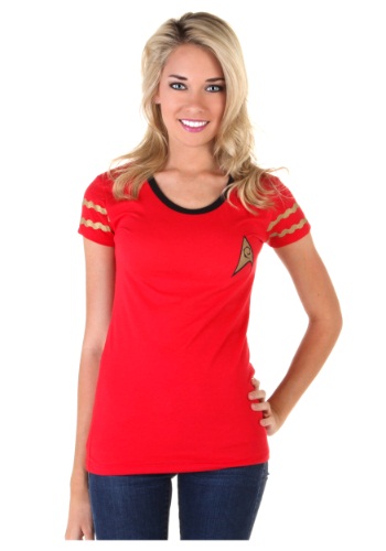 Womens Star Trek Starfleet Red Costume T-Shirt By: Mighty Fine for the 2022 Costume season.